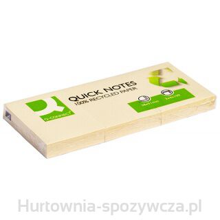 Bloczek Samoprzylepny Q-Connect 100% Recycled, 38X51Mm, 3X100 Kart., Żółty