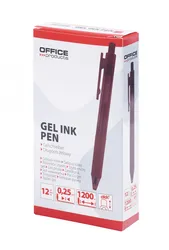 Długopis automatyczny żelowy OFFICE PRODUCTS,  gr. linii 0,25mm, dł. linii 1200m, czerwony