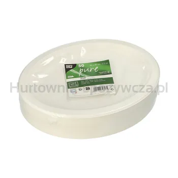 Talerze Z Trzciny Cukrowej &pure& Owalne 26 Cm X 20 Cm X 2 Cm Kolor: Biały 50 Szt.