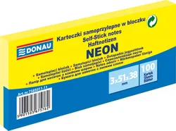 Donau Bloczek Samoprzylepny 38x51mm, 3x100 kart., neon, żółty 