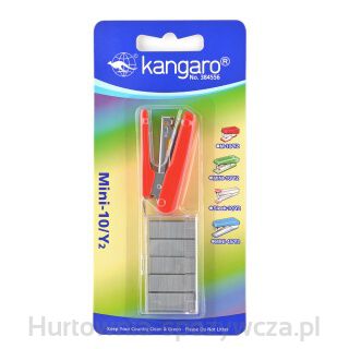 Zszywacz Kangaro Mini-10/Y2+Zszywki, Zszywa Do 10 Kartek, Blister, Czerwony
