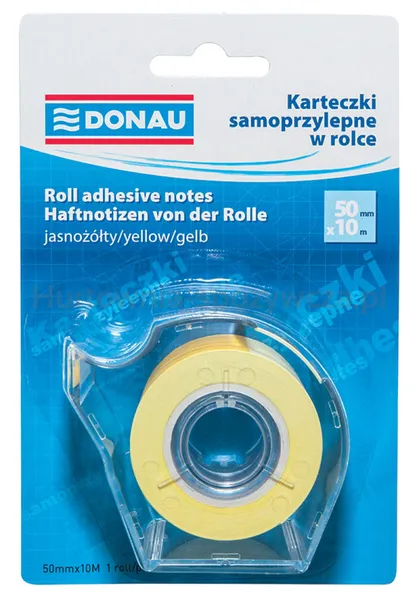 Karteczki Samoprzylepne W Rolce Donau, 50Mmx10M, Jasnożółty
