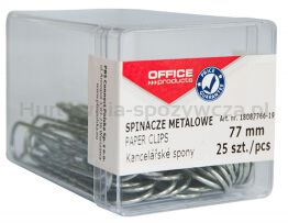 Office Products Spinacze metalowe 77mm, w pudełku, 25szt., srebrne 