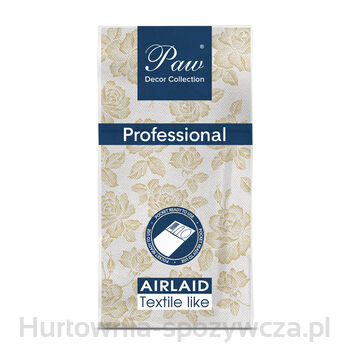 Serwetka Paw Professional Pocket Subtle Roses (Gold), Serwetki 1-Warstwowe 40X40Cm Składane 1/8 25Szt. W Paczce.