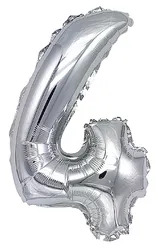 Balon foliowy PARTY GO, cyfra 4, 80cm, srebrny