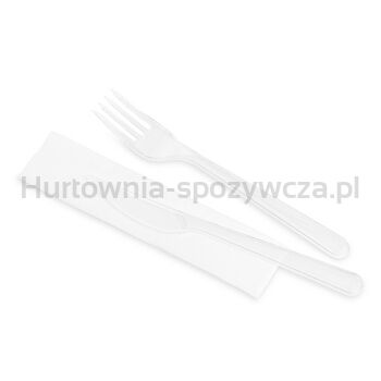 Guillin Zestaw Transparentnych Sztućców: Widelec, Nóż, Serwetka 50 Szt