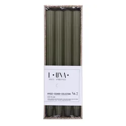 Świeca stołowa długa ryflowana DONAU HOME, 25x300 mm, 4 szt., khaki