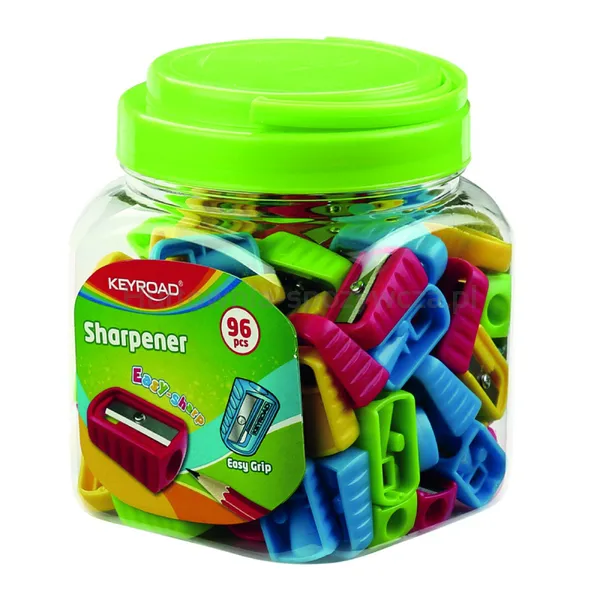 Temperówka plastikowa KEYROAD Easy-Sharp, pojedyncza, w plastikowej tubie, mix kolorów
