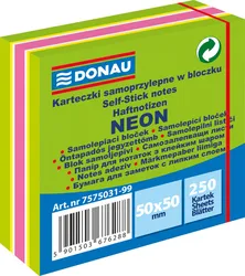 Mini Kostka Samoprzylepna Donau, 50X50Mm, 1X250 Kart., Neon-Pastel, Mix Zielony