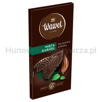 Wawel Czekolada Premium Delikatnie Gorzka Mięta Karmel 90g