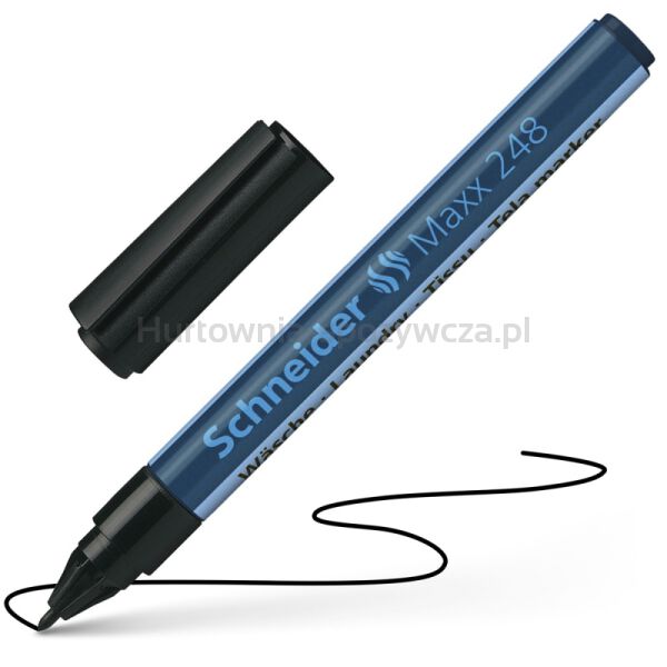 Marker permanentny do tkanin SCHNEIDER Maxx 248 Laundry, okrągły, 1mm, blister, czarny - 3