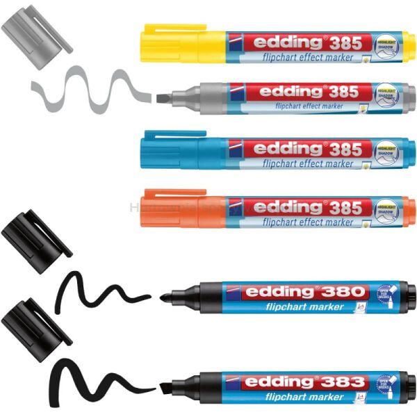 Zestaw markerów do efektów na flipchartach e-385, e-380 i e-383 EDDING, 6 szt., mix kolorów - 3